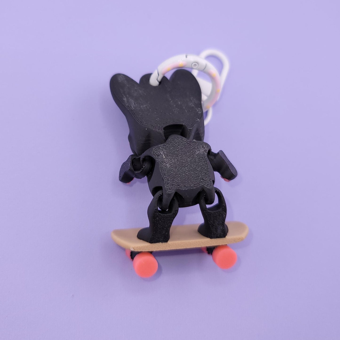 Skateboard French Bulldog Jiggly Keychain - One of a Kind, Artist Designed Keychains