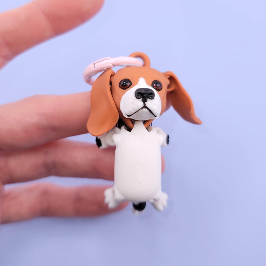 Beagle Jiggly Keychain - One of a Kind, Original Designs, Unique Charming Keychains