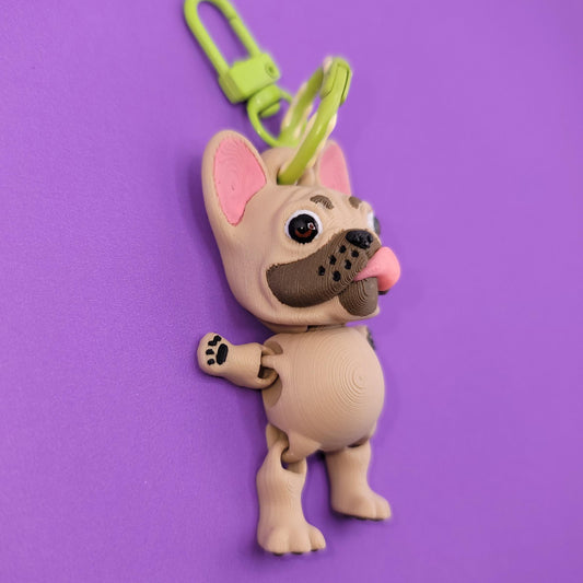 French Bulldog Jiggly Keychain - One of a Kind, Artist Designed Keychains