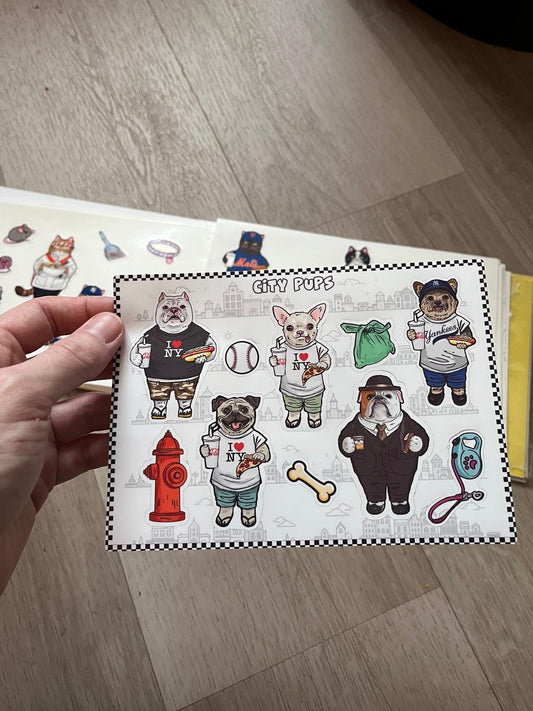 City Pups Waterproof Sticker Sheet – Dog Breed Stickers