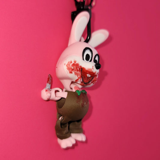 Psycho Rabbit Jiggly Keychain - One of a Kind, Artist Designed Keychains