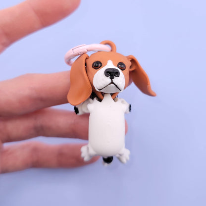 Beagle Jiggly Keychain - One of a Kind, Original Designs, Unique Charming Keychains