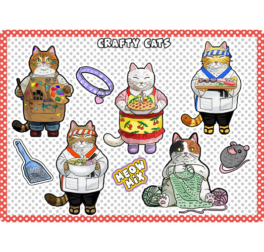Crafty Cats Waterproof Sticker Sheet – Planner Stickers