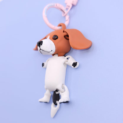 Beagle Jiggly Keychain - One of a Kind, Original Designs, Unique Charming Keychains