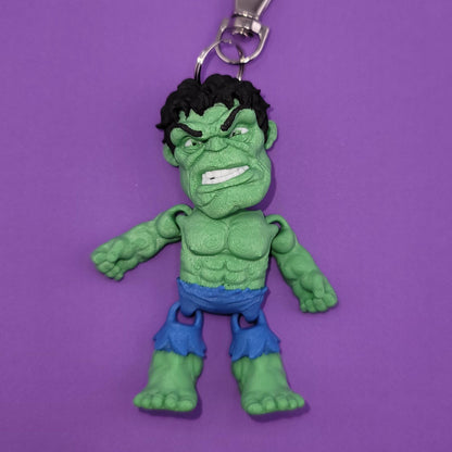 Angry Green Man Jiggly Keychain - One of a Kind, Artist Designed Keychains