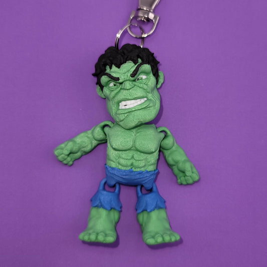 Angry Green Man Jiggly Keychain - One of a Kind, Artist Designed Keychains