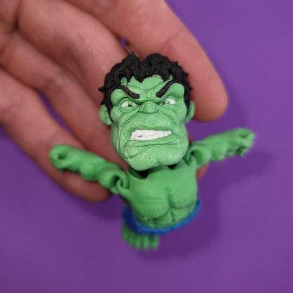 Angry Green Man Jiggly Keychain - One of a Kind, Artist Designed Keychains