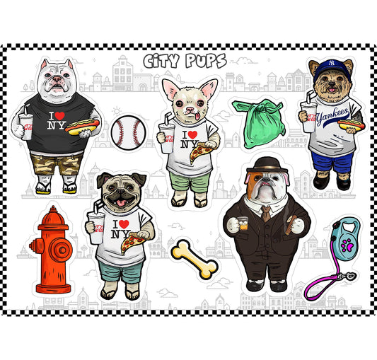 City Pups Waterproof Sticker Sheet – Dog Breed Stickers