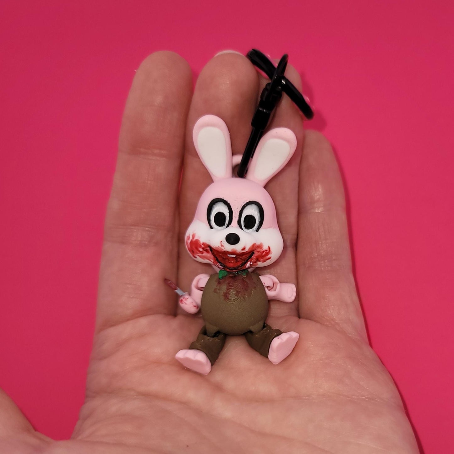 Psycho Rabbit Jiggly Keychain - One of a Kind, Artist Designed Keychains