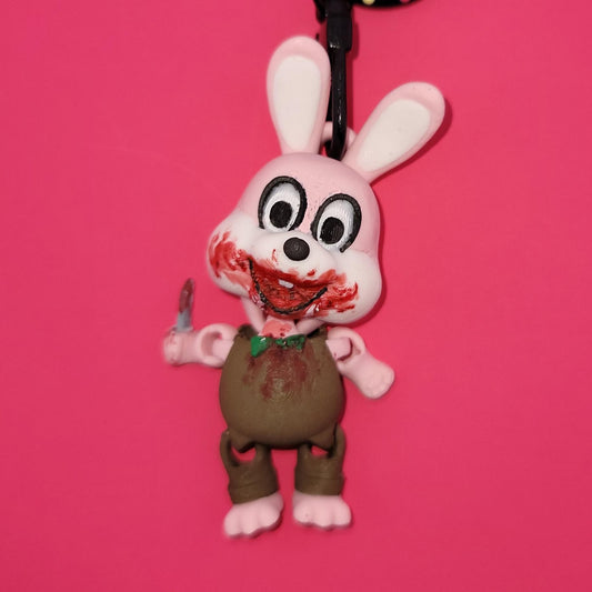 Psycho Rabbit Jiggly Keychain - One of a Kind, Artist Designed Keychains