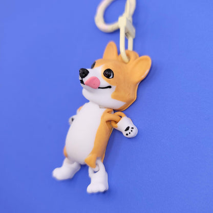 Kooky Corgi Jiggly Keychain - One of a Kind, Original Designs, Artist Made Keychains