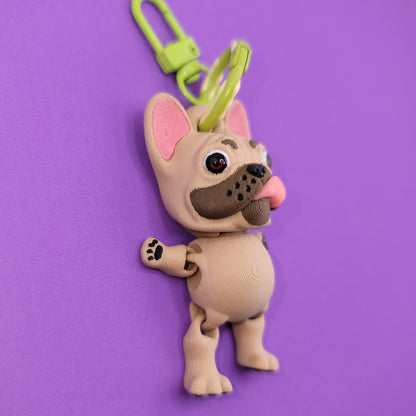 French Bulldog Jiggly Keychain - One of a Kind, Artist Designed Keychains