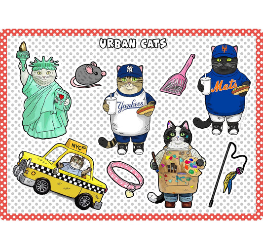 Urban Cats Waterproof Sticker Sheet