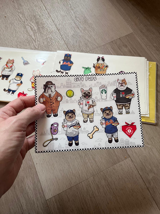 City Pups Sticker Sheet - Waterproof Vinyl Stickers