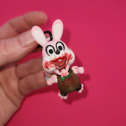 Psycho Rabbit Jiggly Keychain - One of a Kind, Artist Designed Keychains