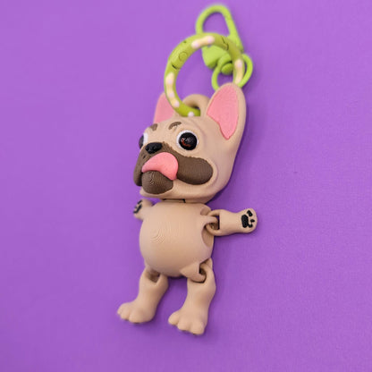 French Bulldog Jiggly Keychain - One of a Kind, Artist Designed Keychains