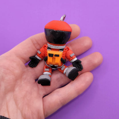 Dave the Astronaut Jiggly Keychain - One of a Kind, Original Designs, Unique Artist Made Keychains