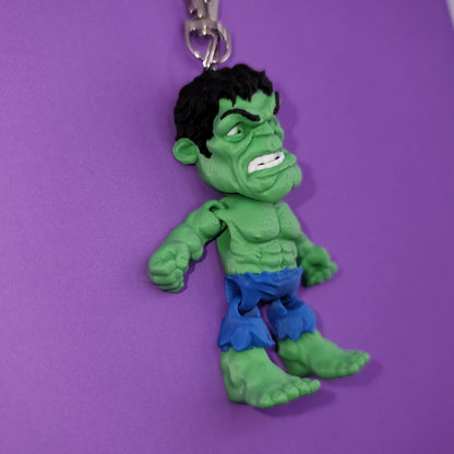 Angry Green Man Jiggly Keychain - One of a Kind, Artist Designed Keychains