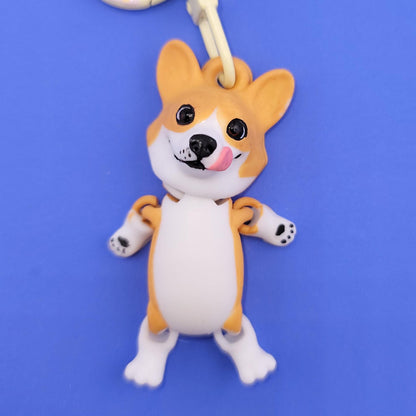Kooky Corgi Jiggly Keychain - One of a Kind, Original Designs, Artist Made Keychains