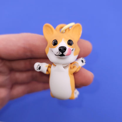 Kooky Corgi Jiggly Keychain - One of a Kind, Original Designs, Artist Made Keychains