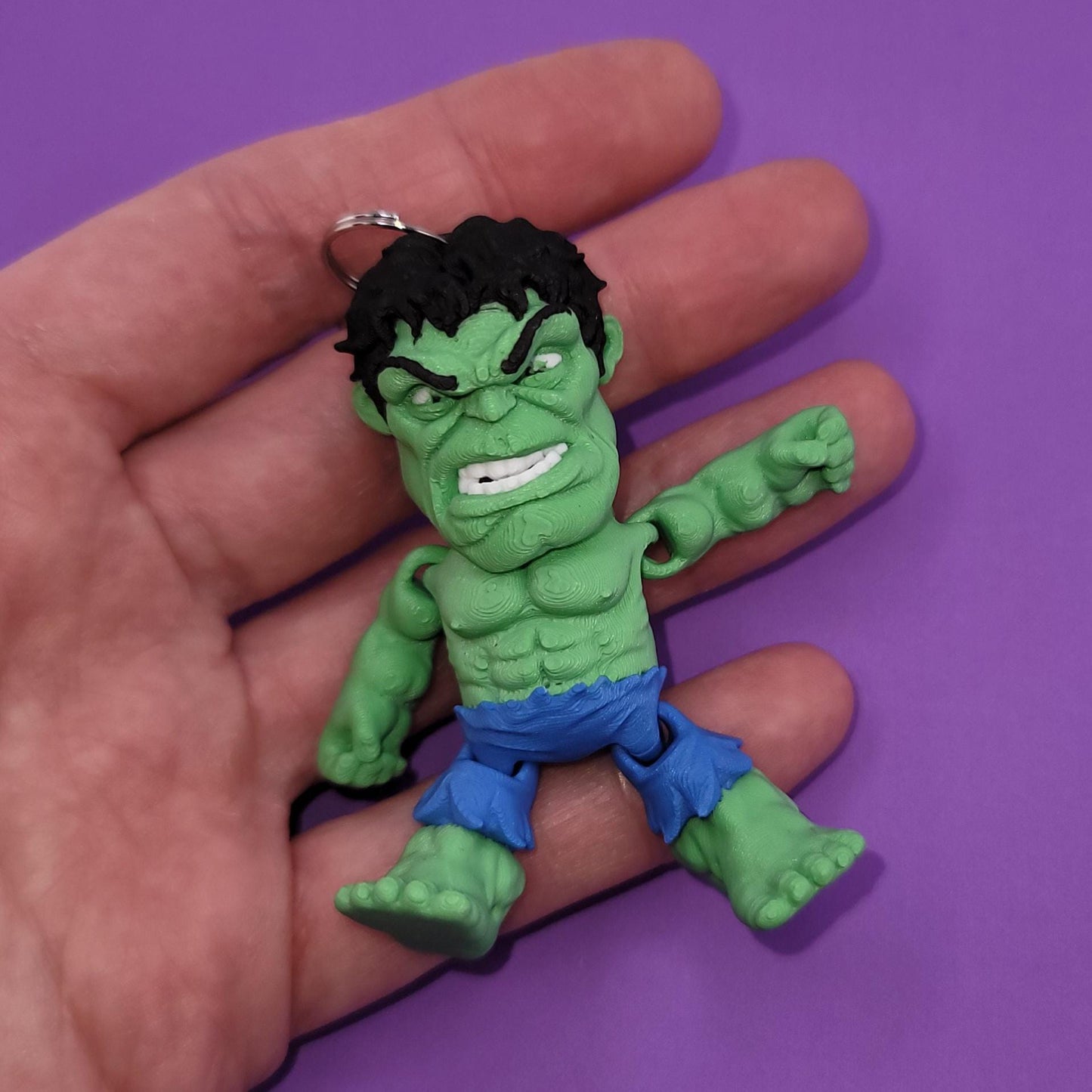 Angry Green Man Jiggly Keychain - One of a Kind, Artist Designed Keychains